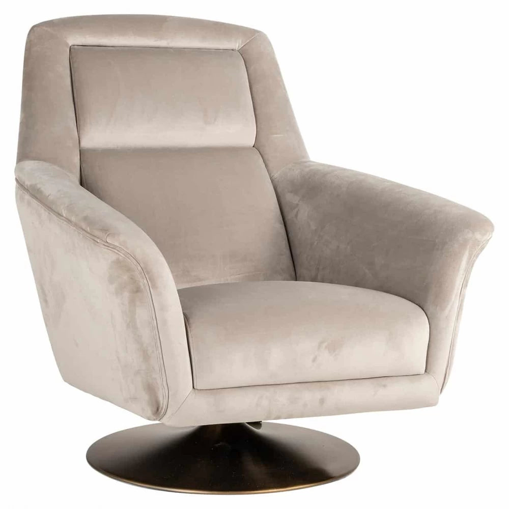 Fotoliu tapitat cu Catifea Bej Khaki cu picioare din Otel inoxidabil Negru H96xL88xA98cm Nora Richmond Interiors