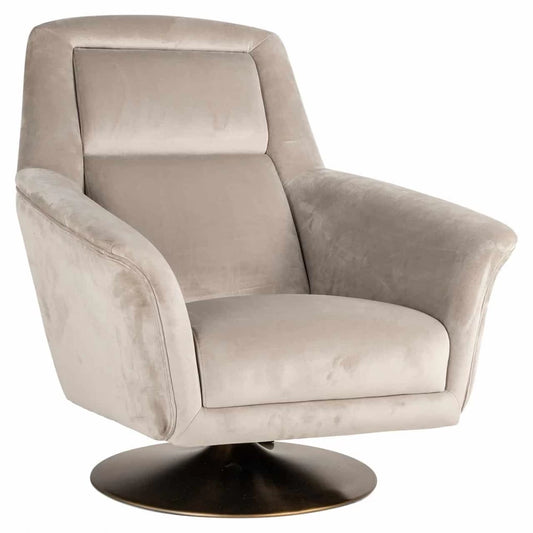 Fotoliu tapitat cu Catifea Bej Khaki cu picioare din Otel inoxidabil Negru H96xL88xA98cm Nora Richmond Interiors
