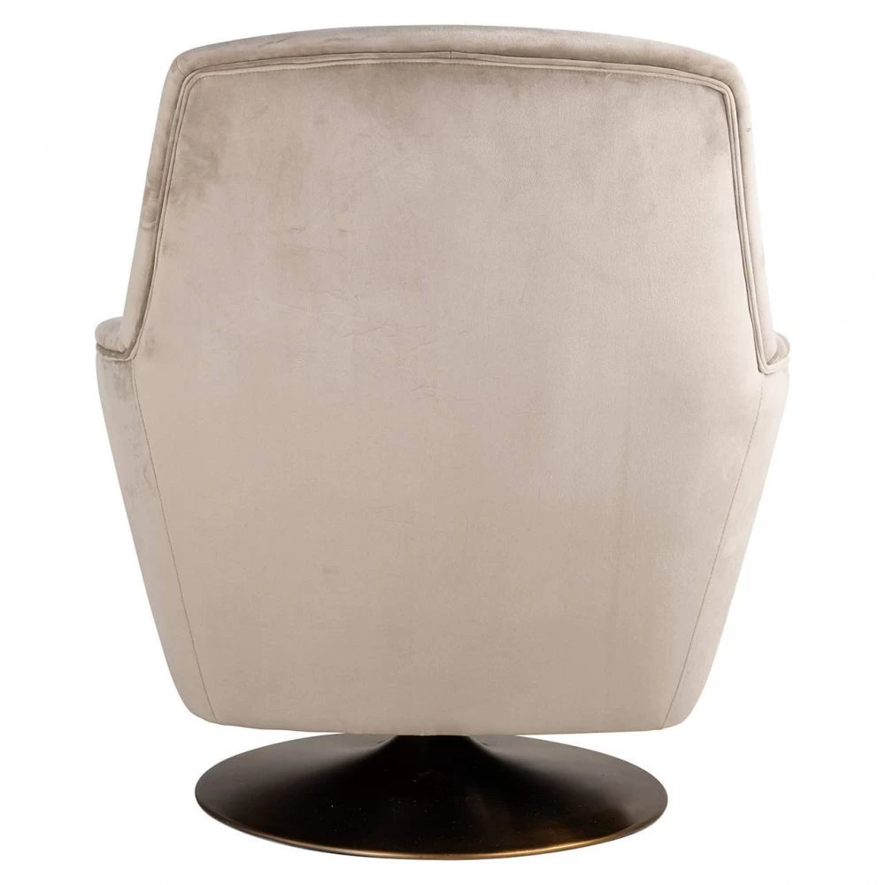 Fotoliu tapitat cu Catifea Bej Khaki cu picioare din Otel inoxidabil Negru H96xL88xA98cm Nora Richmond Interiors