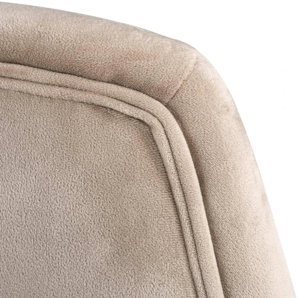 Fotoliu tapitat cu Catifea Bej Khaki cu picioare din Otel inoxidabil Negru H96xL88xA98cm Nora Richmond Interiors