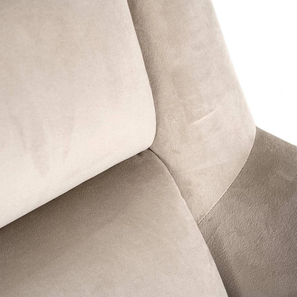 Fotoliu tapitat cu Catifea Bej Khaki cu picioare din Otel inoxidabil Negru H96xL88xA98cm Nora Richmond Interiors