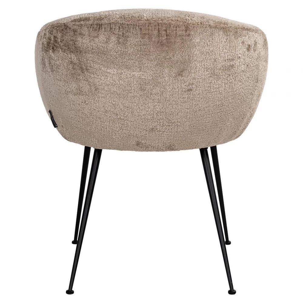 Scaun tapitat cu Chenille Maro Taupe cu picioare din Metal Negru H77xL66.5xA62cm Ruby Richmond Interiors