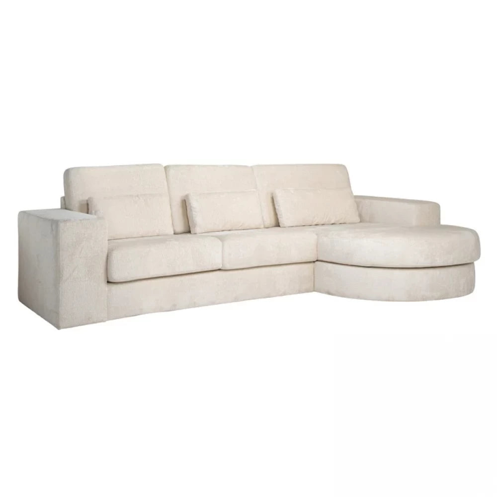 Coltar fix de 3 locuri cu orientare pe dreapta tapitat cu Chenille Alb L300cm Felix Richmond Interiors