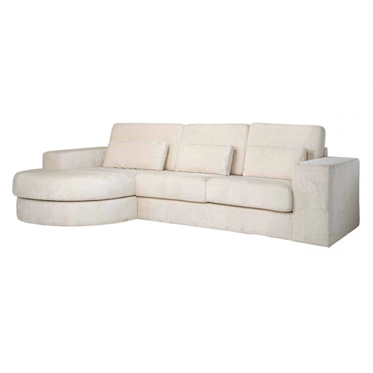 Coltar fix de 3 locuri cu orientare pe Stanga tapitat cu Chenille Alb L300cm Felix Richmond Interiors