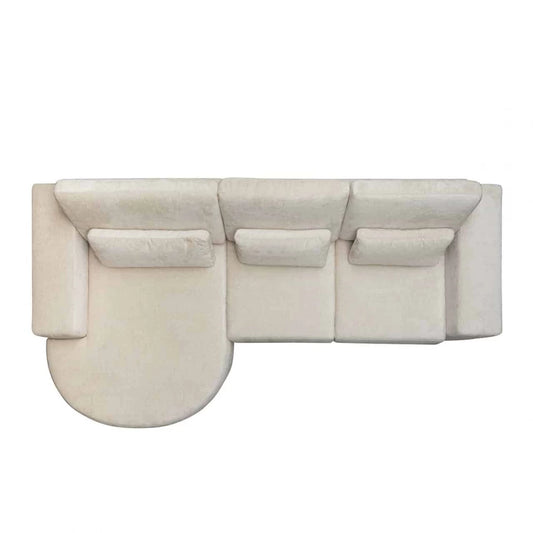 Coltar fix de 3 locuri cu orientare pe Stanga tapitat cu Chenille Alb L300cm Felix Richmond Interiors