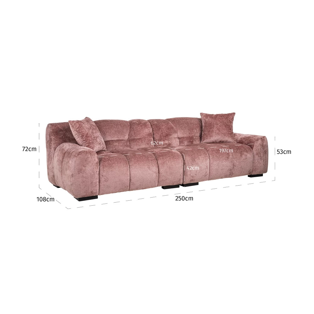 Canapea fixa de 2 locuri tapitat cu Chenille Roz L250cm Charelle Richmond Interiors