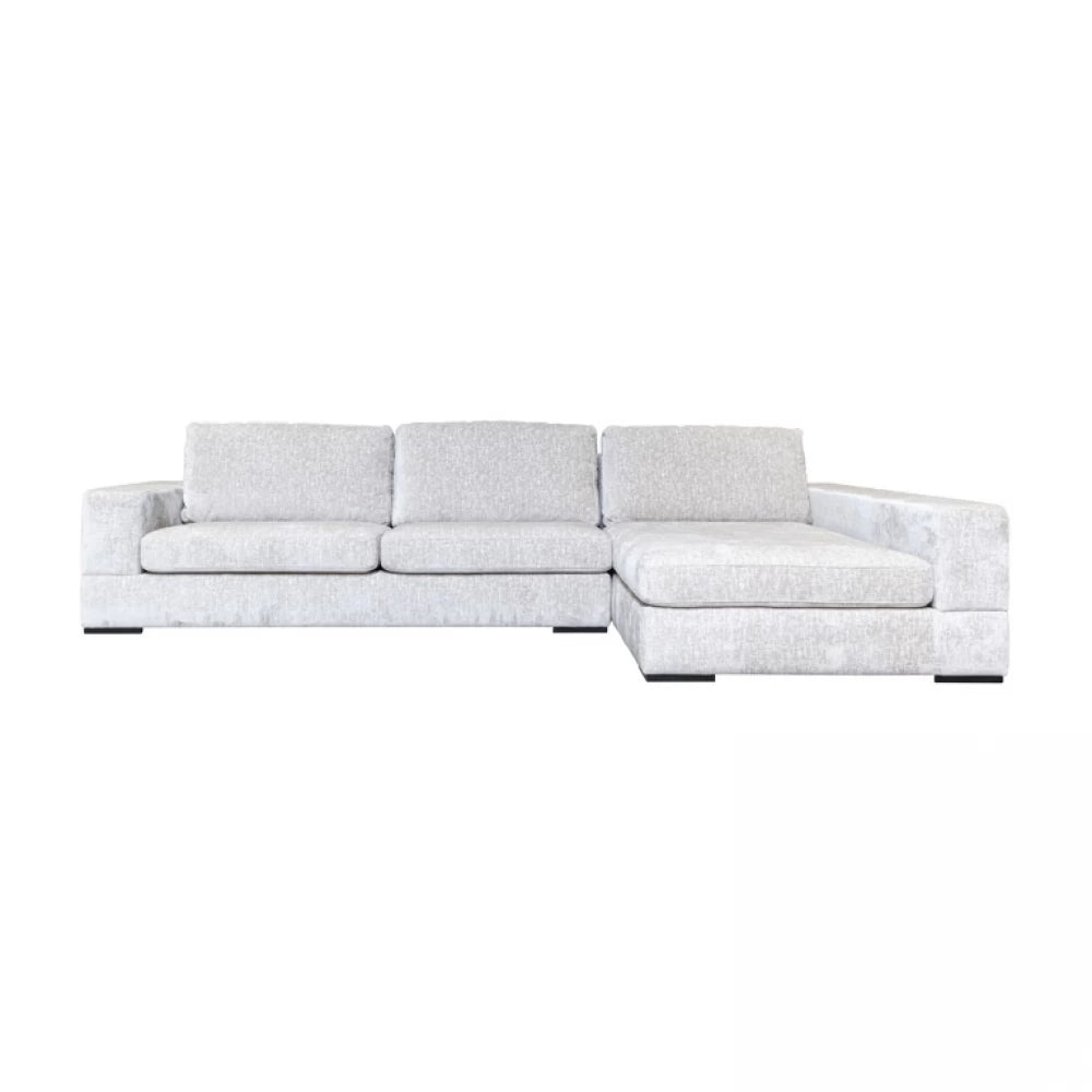 Coltar fix de 4 locuri cu orientare dreapta tapitat cu Stofa Island Crem L366cm Pasha Richmond Interiors