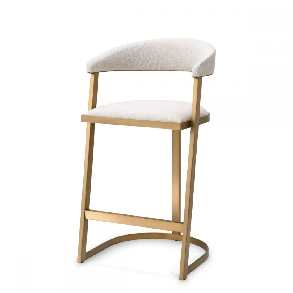 Scaun de insula tapitat cu Stofa Bej cu picioare din Otel inoxidabil Alama H98xL53xA50.5cm Dexter Eichholtz