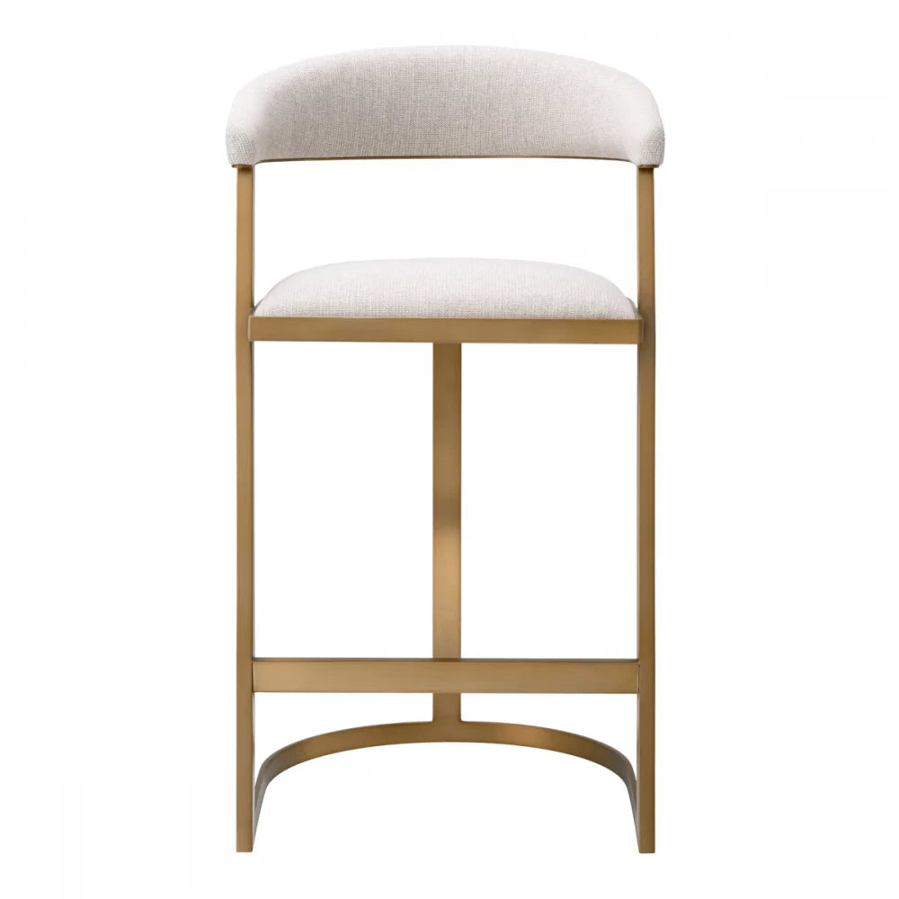 Scaun de insula tapitat cu Stofa Bej cu picioare din Otel inoxidabil Alama H98xL53xA50.5cm Dexter Eichholtz