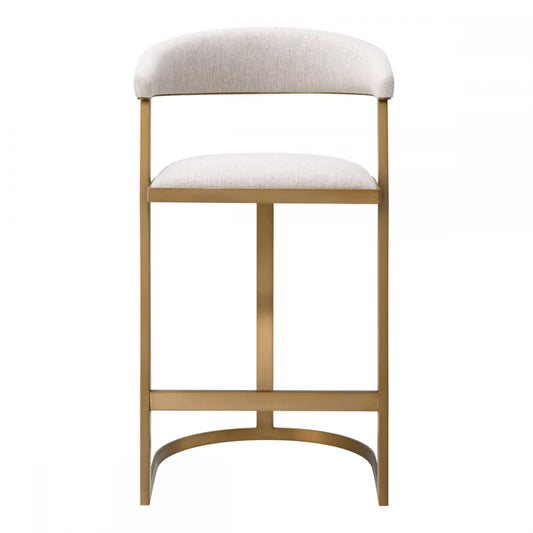 Scaun de insula tapitat cu Stofa Bej cu picioare din Otel inoxidabil Alama H98xL53xA50.5cm Dexter Eichholtz