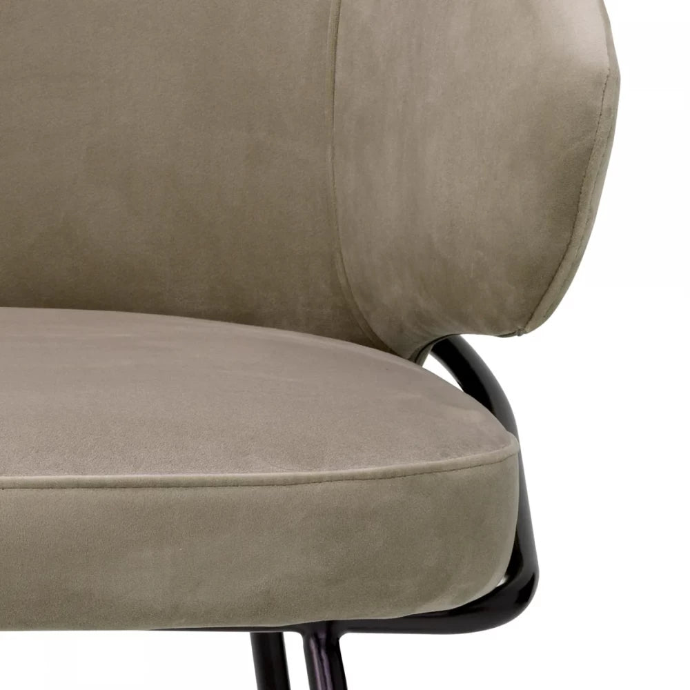 Scaun tapitat cu Catifea Gri cu picioare din Otel inoxidabil Negru H81xL60xA64cm Kinley Eichholtz