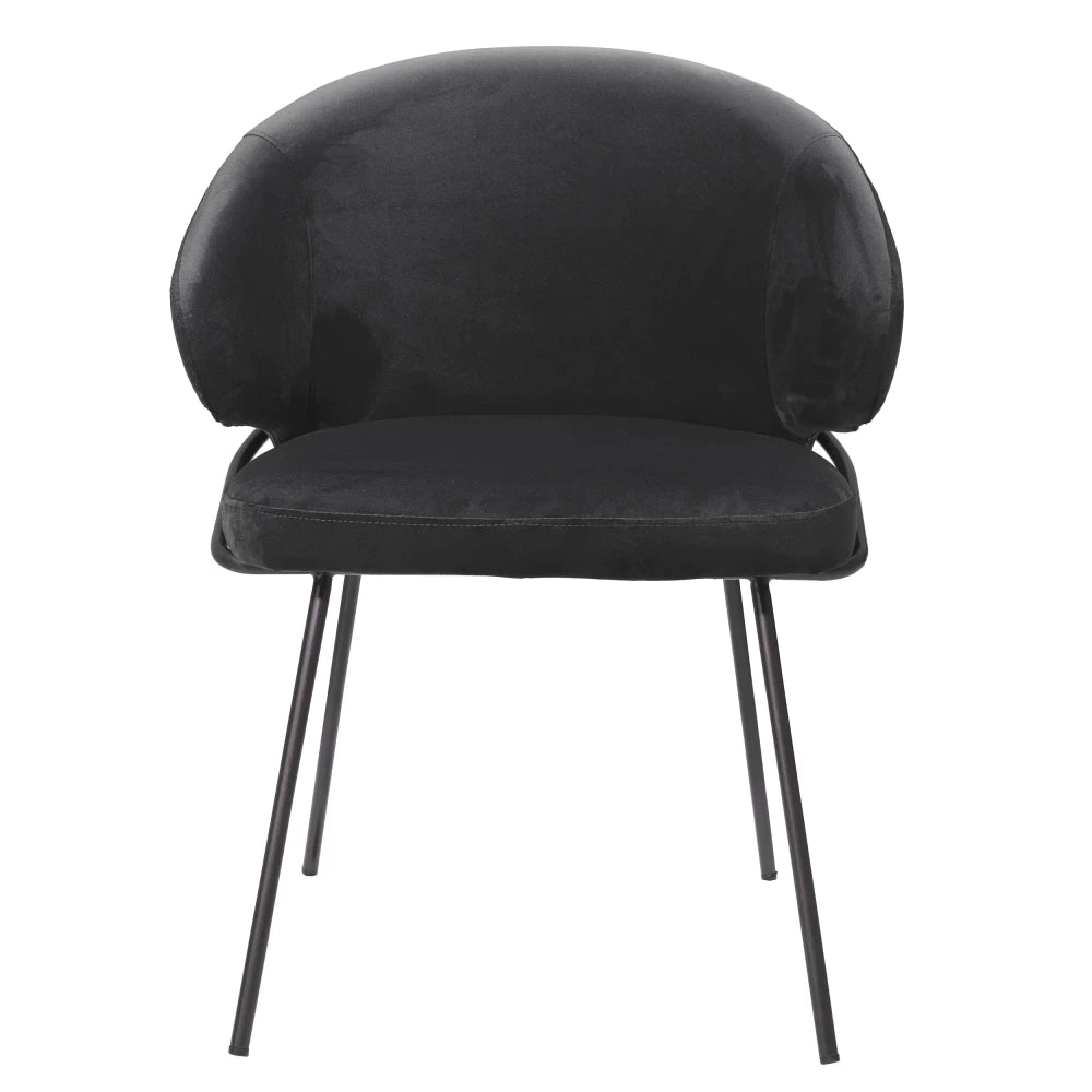 Scaun tapitat cu Catifea Negru cu picioare din Otel inoxidabil Negru H81xL60xA64cm Kinley Eichholtz
