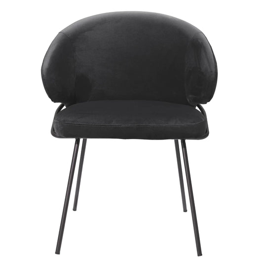 Scaun tapitat cu Catifea Negru cu picioare din Otel inoxidabil Negru H81xL60xA64cm Kinley Eichholtz