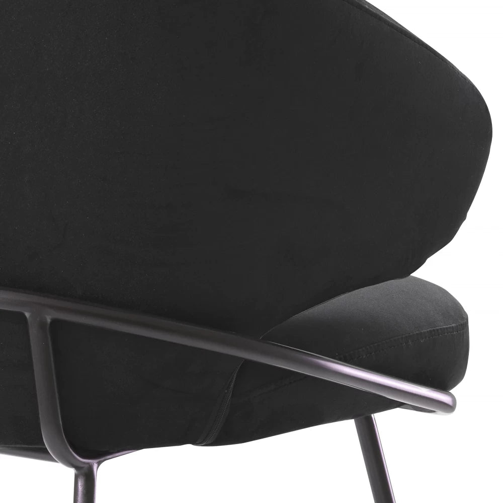Scaun tapitat cu Catifea Negru cu picioare din Otel inoxidabil Negru H81xL60xA64cm Kinley Eichholtz
