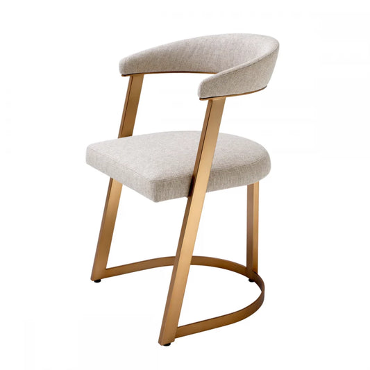 Scaun tapitat cu Stofa bej cu picioare din Otel inoxidabil Alama H78xL52xA49cm Dexter Eichholtz