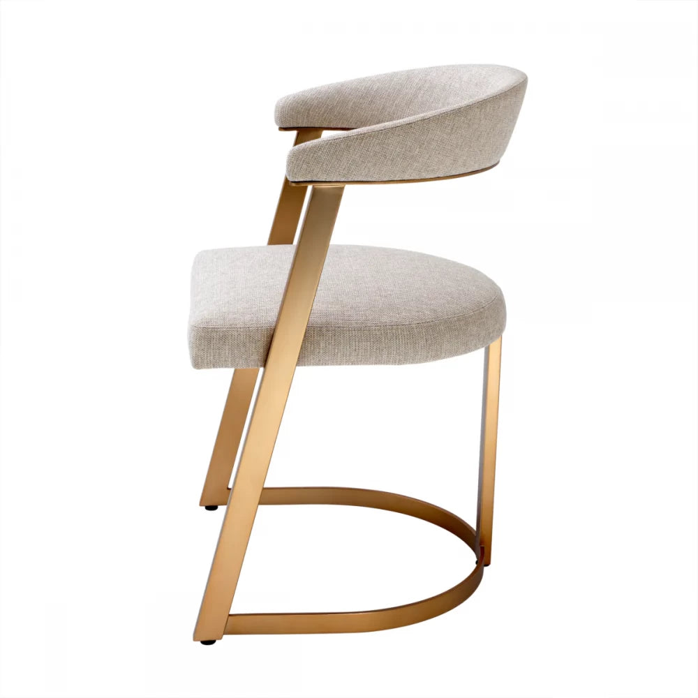 Scaun tapitat cu Stofa bej cu picioare din Otel inoxidabil Alama H78xL52xA49cm Dexter Eichholtz