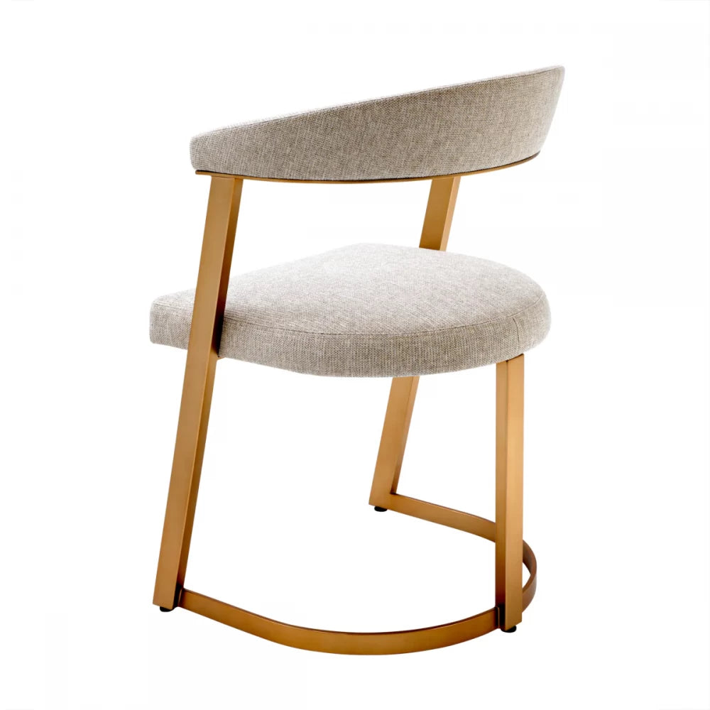 Scaun tapitat cu Stofa bej cu picioare din Otel inoxidabil Alama H78xL52xA49cm Dexter Eichholtz