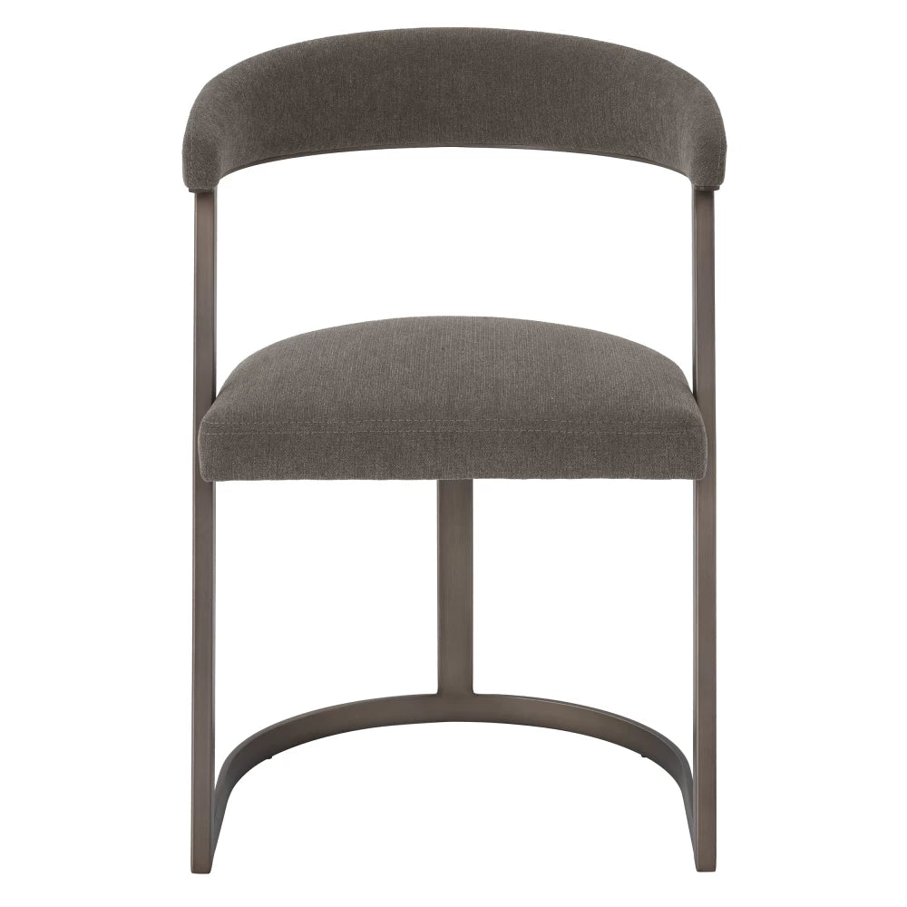 Scaun tapitat cu Stofa Maro cu picioare din Otel inoxidabil Bronz H78xL52xA49cm Dexter Eichholtz