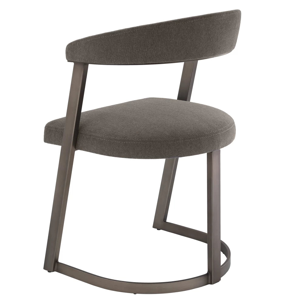 Scaun tapitat cu Stofa Maro cu picioare din Otel inoxidabil Bronz H78xL52xA49cm Dexter Eichholtz