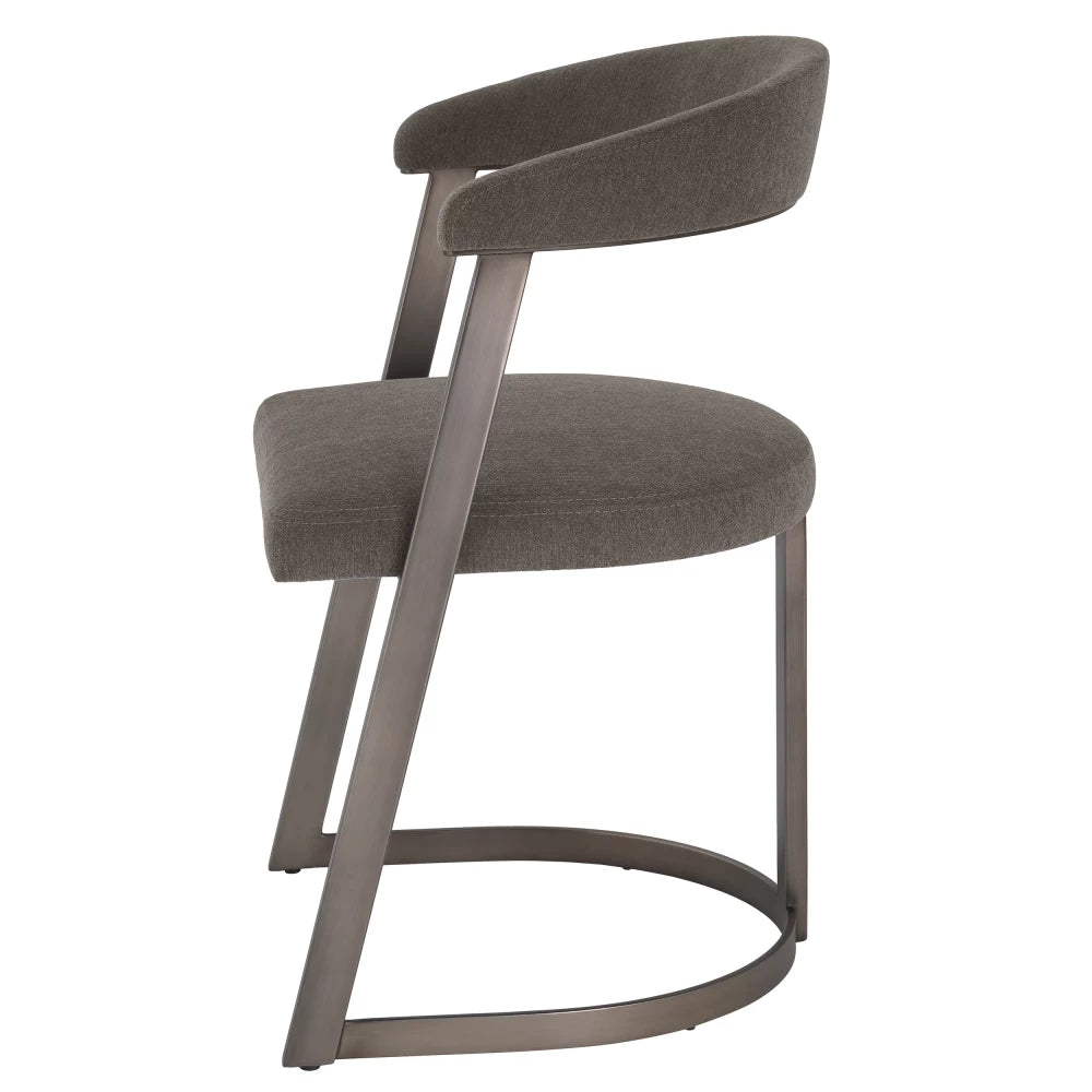 Scaun tapitat cu Stofa Maro cu picioare din Otel inoxidabil Bronz H78xL52xA49cm Dexter Eichholtz