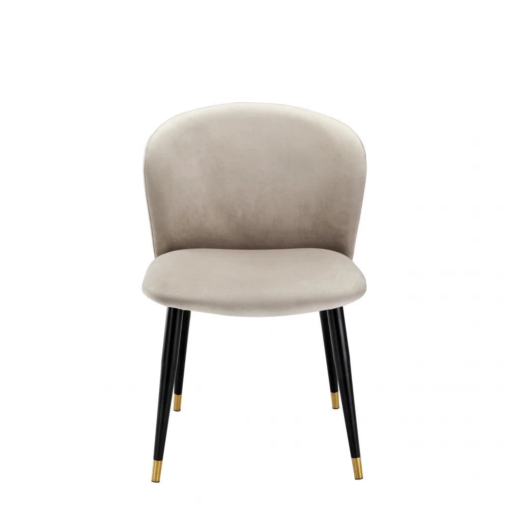 Scaun tapitat cu Catifea Bej cu picioare din Metal Negru/Auriu H82xL56xA64cm Volante Eichholtz