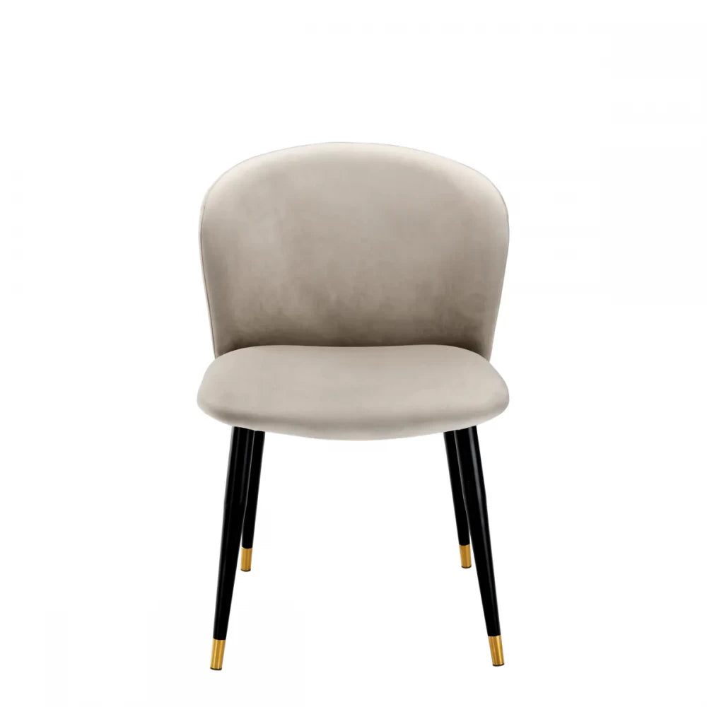 Scaun tapitat cu Catifea Bej cu picioare din Metal Negru/Auriu H82xL56xA64cm Volante Eichholtz