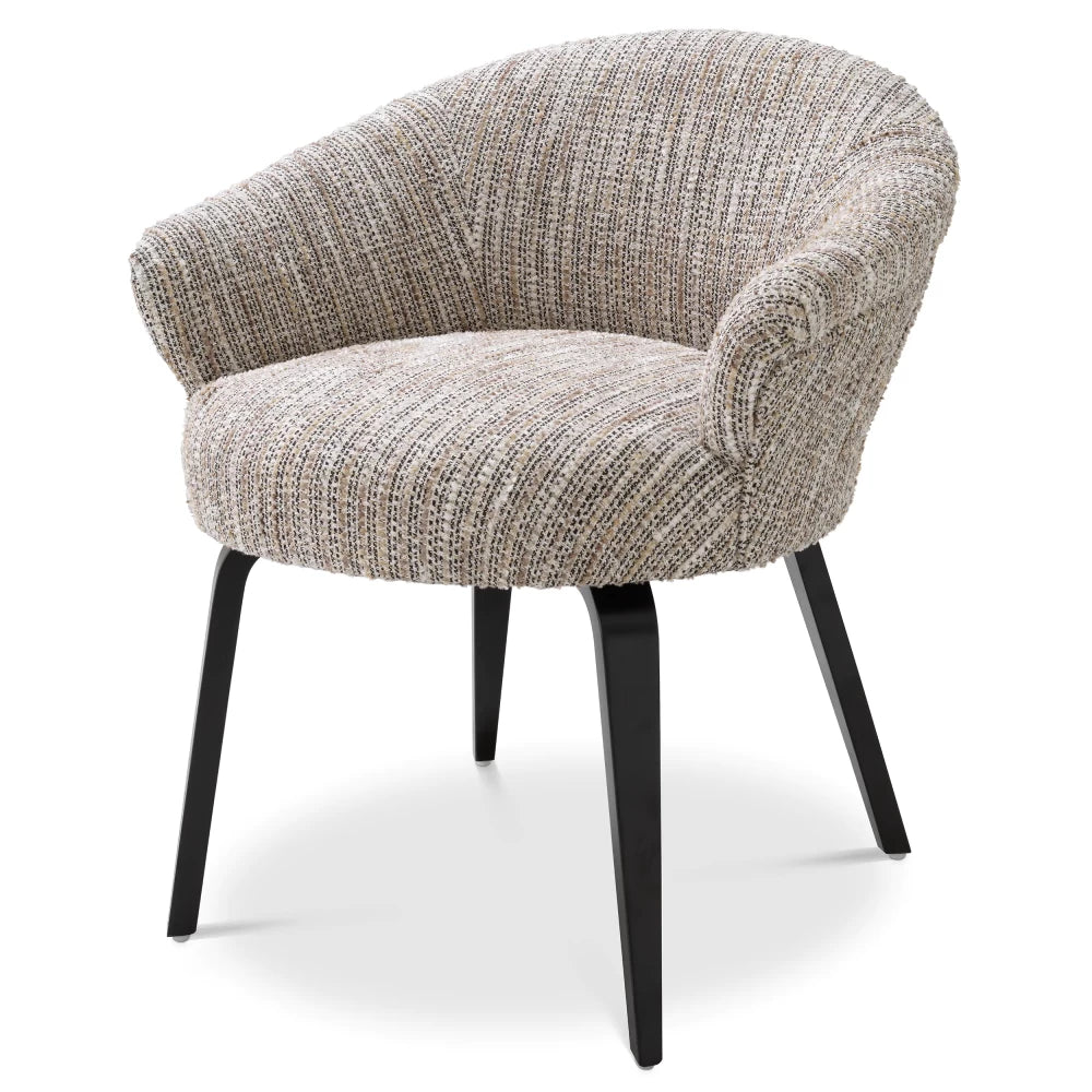 Scaun tapitat cu Stofa Bej cu picioare din Metal Negru H74.5xL65xA65cm Moretti Eichholtz