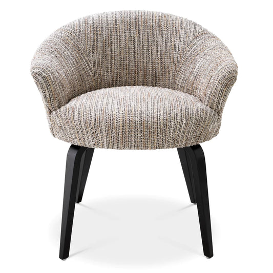 Scaun tapitat cu Stofa Bej cu picioare din Metal Negru H74.5xL65xA65cm Moretti Eichholtz