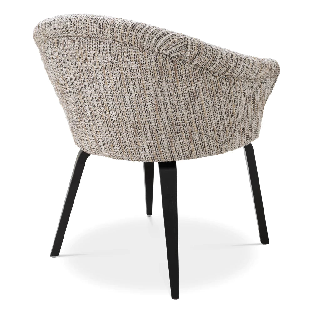 Scaun tapitat cu Stofa Bej cu picioare din Metal Negru H74.5xL65xA65cm Moretti Eichholtz