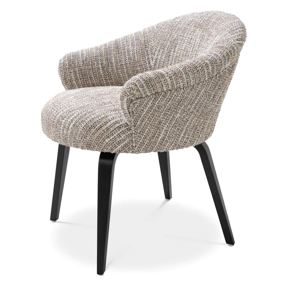 Scaun tapitat cu Stofa Bej cu picioare din Metal Negru H74.5xL65xA65cm Moretti Eichholtz