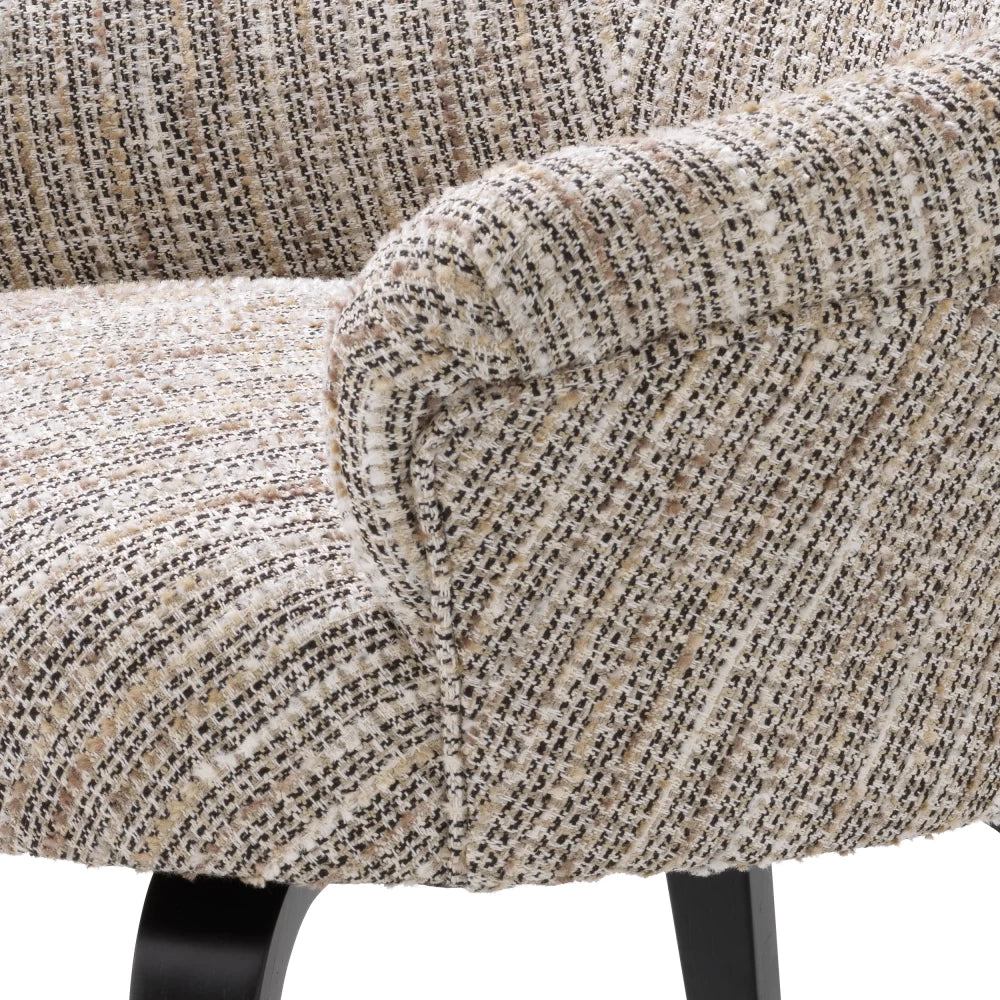 Scaun tapitat cu Stofa Bej cu picioare din Metal Negru H74.5xL65xA65cm Moretti Eichholtz