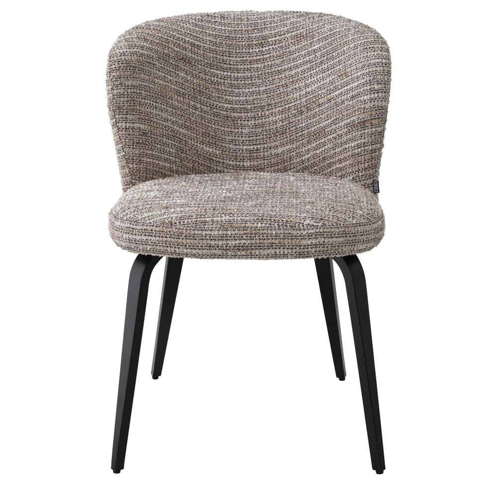 Scaun tapitat cu Stofa Bej cu picioare din Metal Negru H81xL57xA69cm Halard Eichholtz