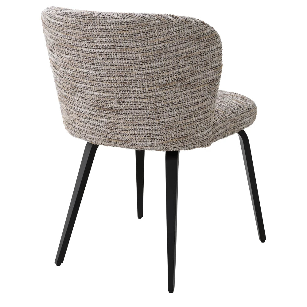 Scaun tapitat cu Stofa Bej cu picioare din Metal Negru H81xL57xA69cm Halard Eichholtz