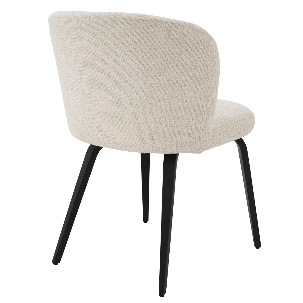 Scaun tapitat cu Stofa Bej cu picioare din Metal Negru H81xL57xA69cm Halard Eichholtz
