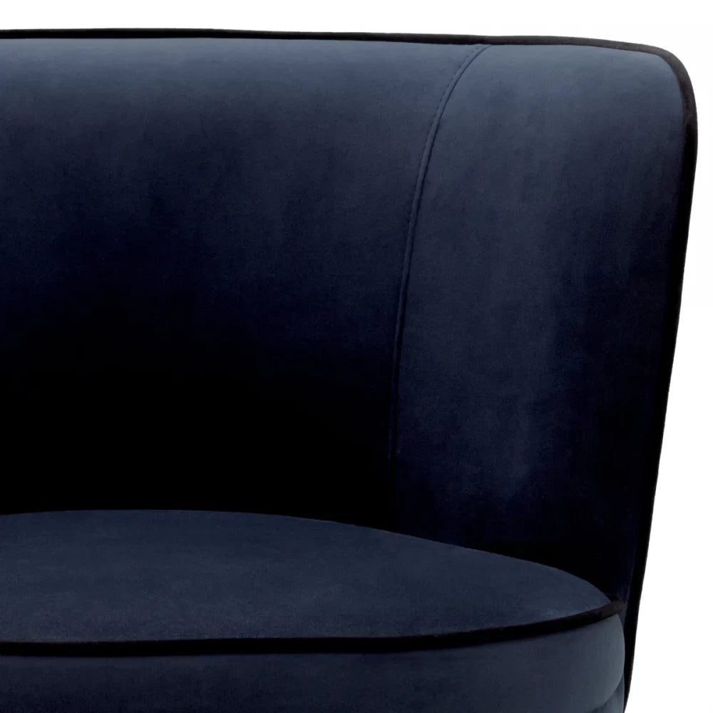 Scaun pivotant tapitat cu Catifea Albastru inchis cu picioare din Metal Negru/Auriu H76xL62xA62cm Grena Eichholtz