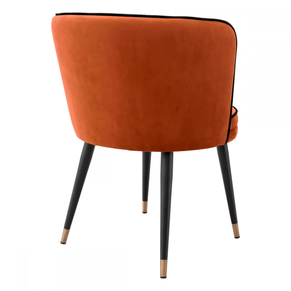 Scaun pivotant tapitat cu Catifea Portocaliu cu picioare din Metal Negru/Auriu H76xL62xA62cm Grena Eichholtz