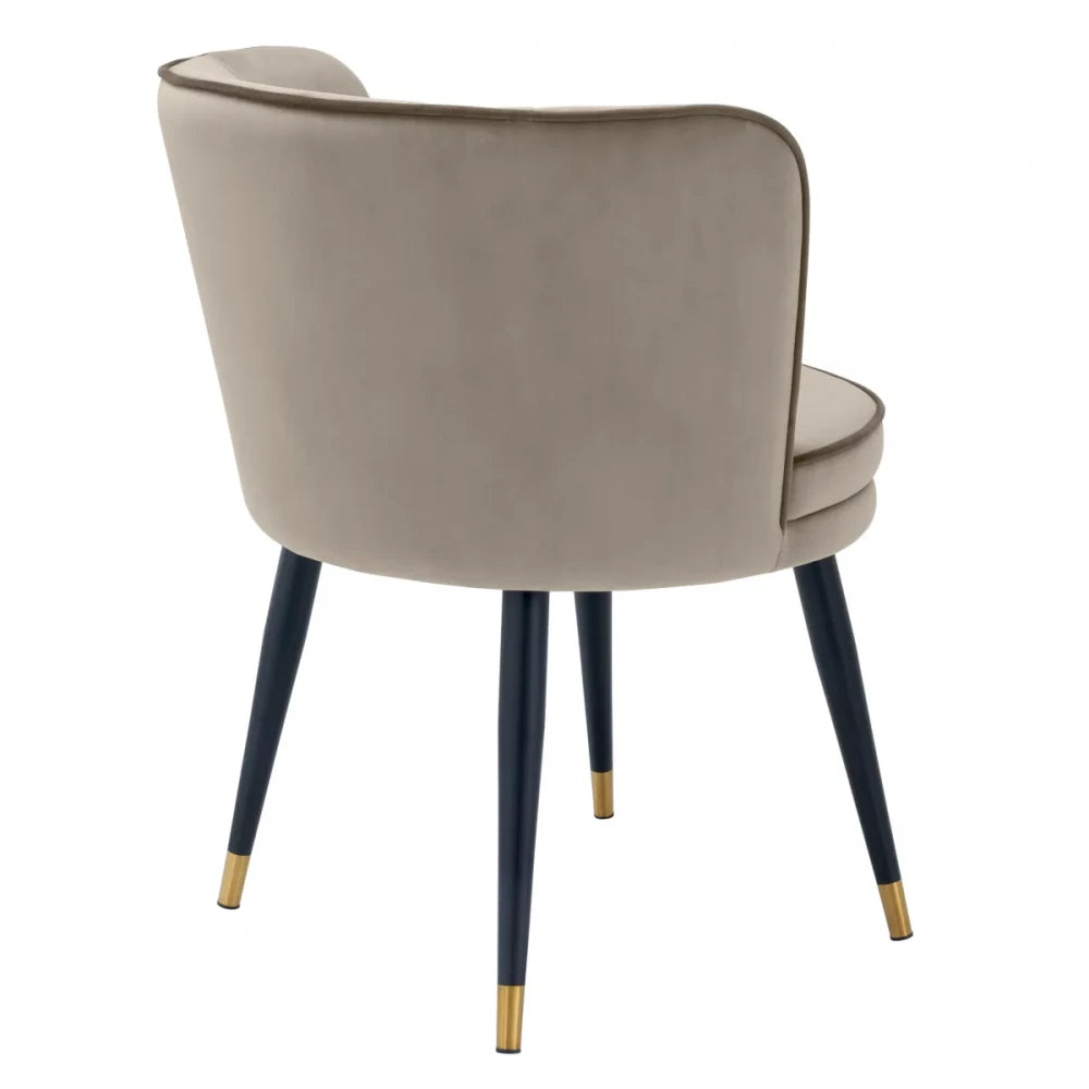 Scaun pivotant tapitat cu Catifea Grej cu picioare din Metal Negru/Auriu H76xL62xA62cm Grena Eichholtz