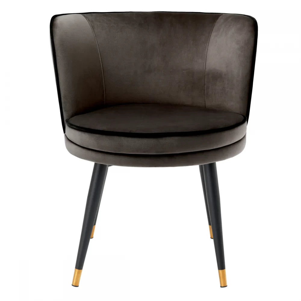 Scaun pivotant tapitat cu Catifea Gri cu picioare din Metal Negru/Auriu H76xL62xA62cm Grena Eichholtz