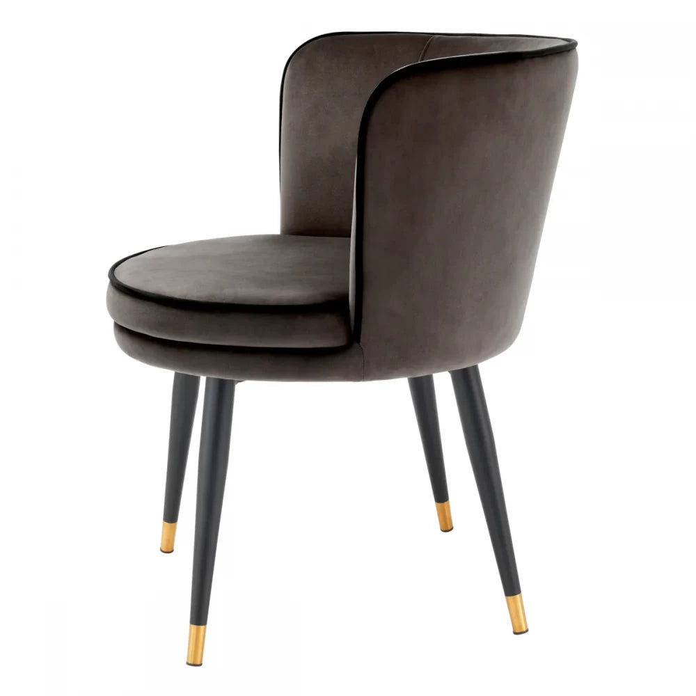 Scaun pivotant tapitat cu Catifea Gri cu picioare din Metal Negru/Auriu H76xL62xA62cm Grena Eichholtz