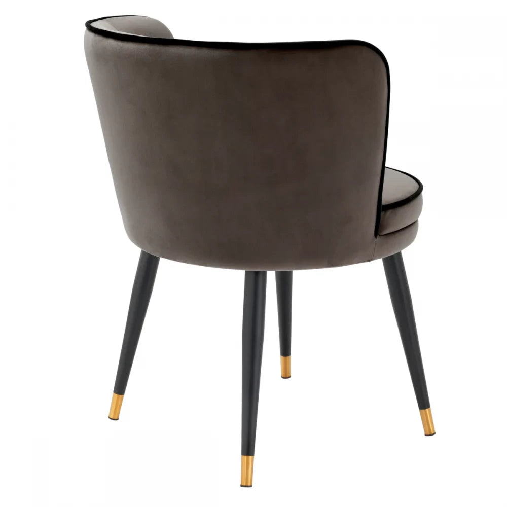Scaun pivotant tapitat cu Catifea Gri cu picioare din Metal Negru/Auriu H76xL62xA62cm Grena Eichholtz