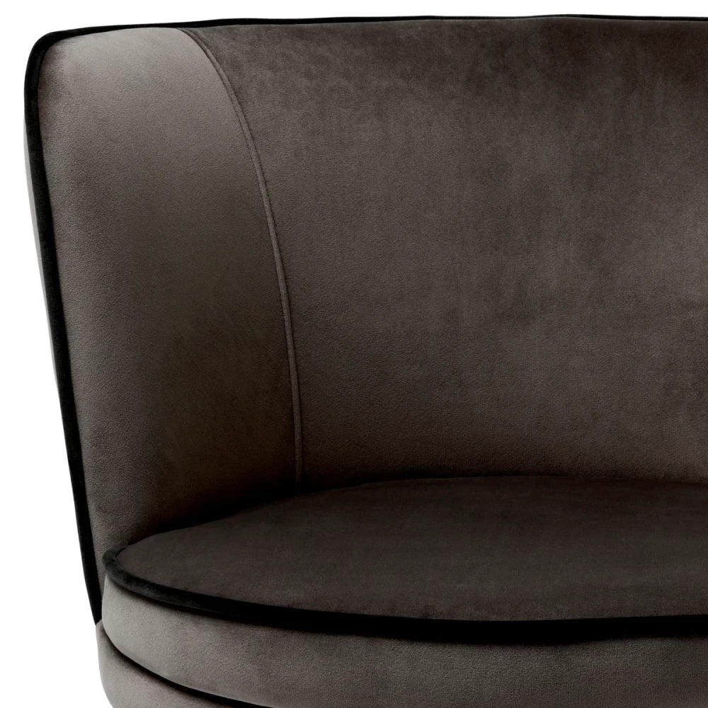 Scaun pivotant tapitat cu Catifea Gri cu picioare din Metal Negru/Auriu H76xL62xA62cm Grena Eichholtz