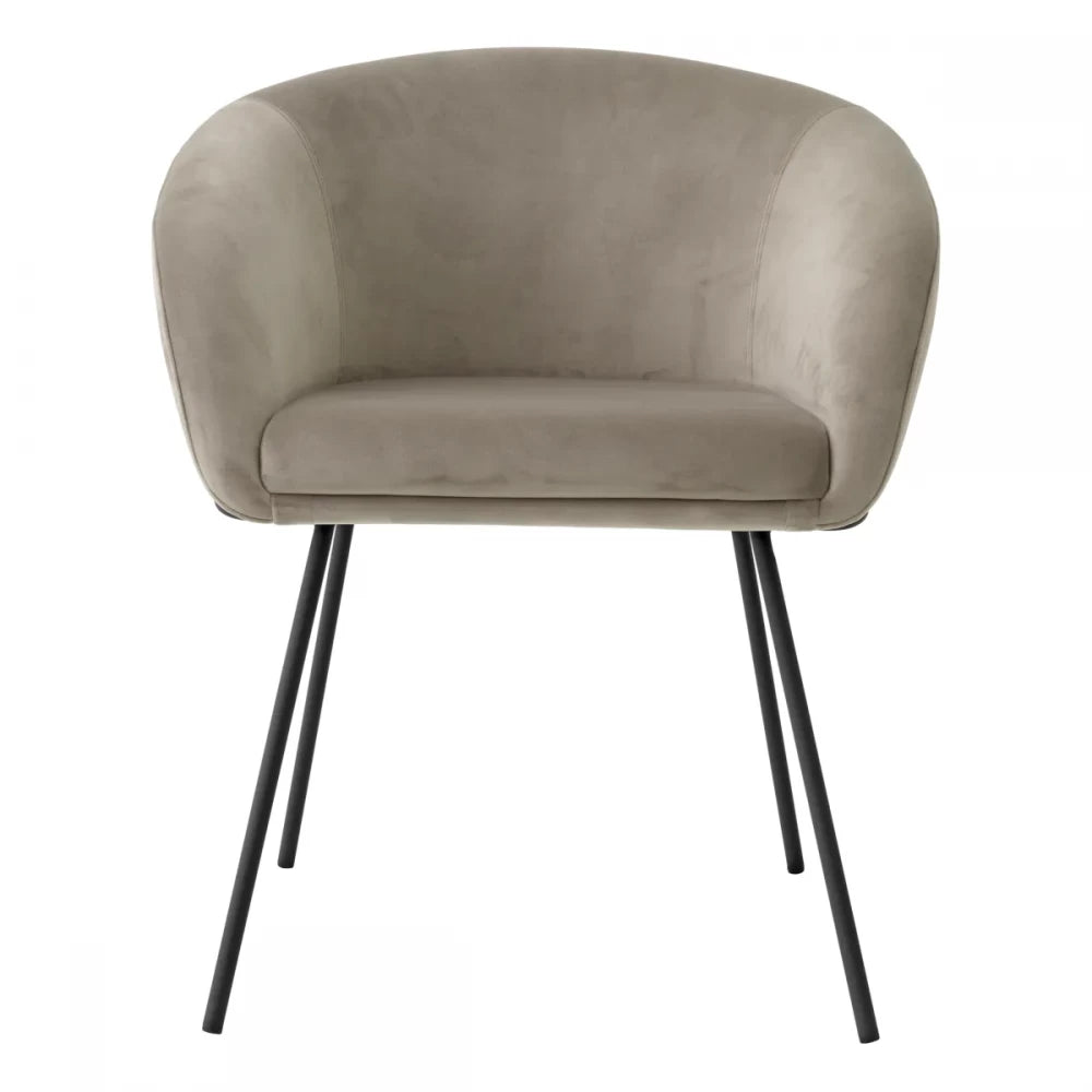 Scaun tapitat cu Catifea Grej cu picioare din Metal Negru H77.5xL62.5xA61cm Campus Eichholtz