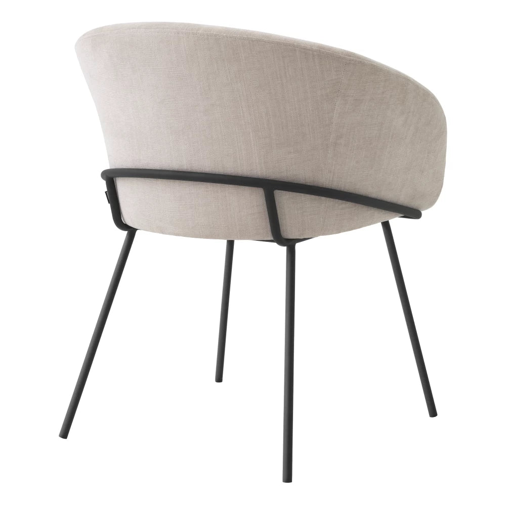 Scaun tapitat cu Stofa Bej cu picioare din Metal Negru H77.5xL62.5xA61cm Campus Eichholtz