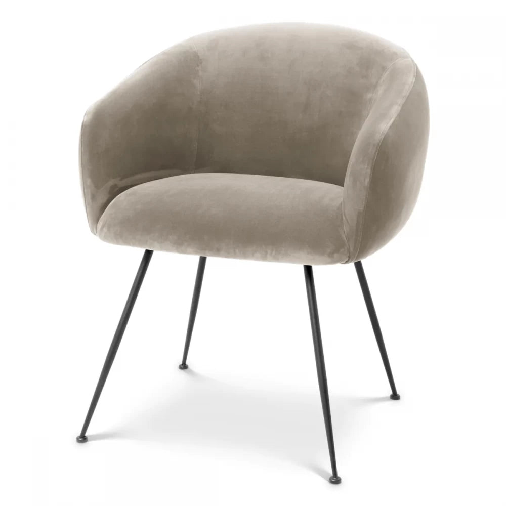Scaun tapitat cu Catifea Grej cu picioare din Metal Negru H79xL61xA60cm Elbury Eichholtz