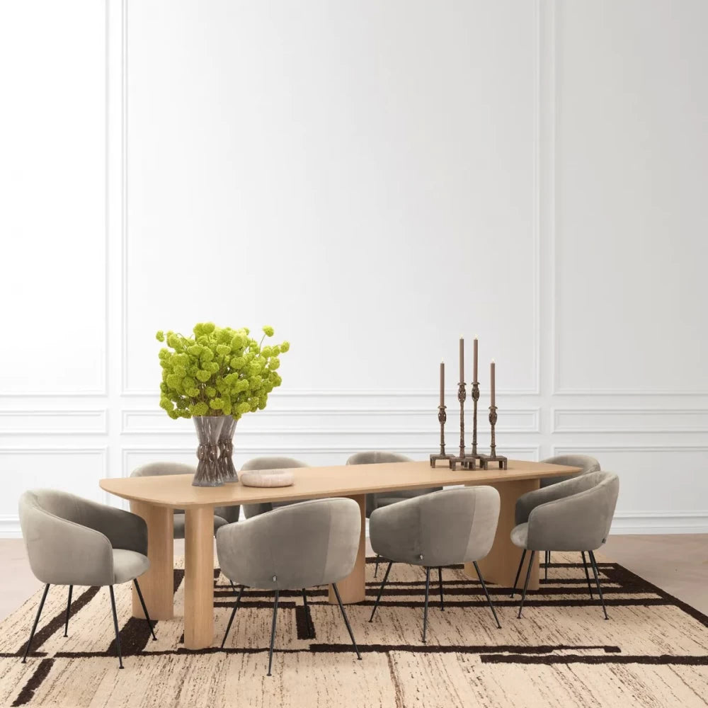Scaun tapitat cu Catifea Grej cu picioare din Metal Negru H79xL61xA60cm Elbury Eichholtz