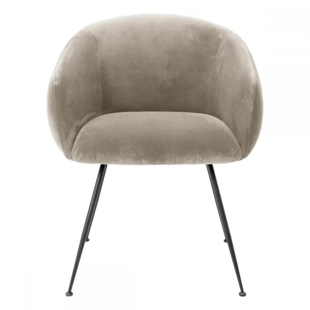 Scaun tapitat cu Catifea Grej cu picioare din Metal Negru H79xL61xA60cm Elbury Eichholtz