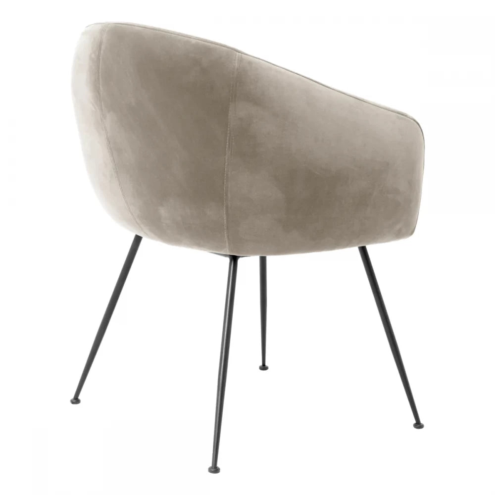 Scaun tapitat cu Catifea Grej cu picioare din Metal Negru H79xL61xA60cm Elbury Eichholtz