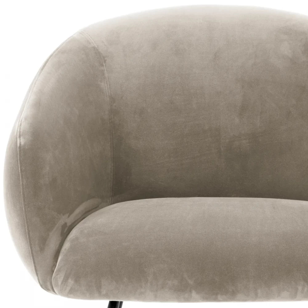 Scaun tapitat cu Catifea Grej cu picioare din Metal Negru H79xL61xA60cm Elbury Eichholtz