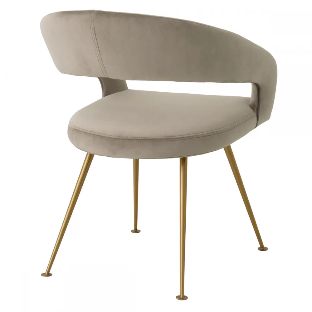 Scaun tapitat cu Catifea Grej cu picioare din Metal Auriu H77xL58xA56cm Bravo Eichholtz