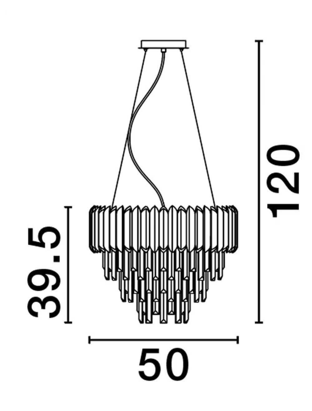 Candelabru structura din Aluminiu Auriu si abajur din Cristal Transparent H120xL50cm IP20 MAGNOLIA
